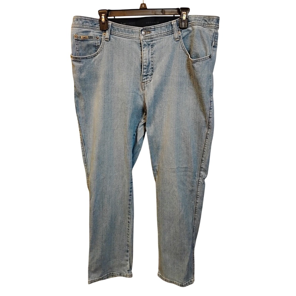 Lee Comfort Waistband Stretch Jeans Womens 18W M Light Wash Straight Leg Denim